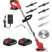 Weed Wacker Electric Cordless Grass Trimmer with 2pcs Rrchargable Batteries,3 in 1 Weed Wacker \u0026 Edger \u0026 Lawn Mower